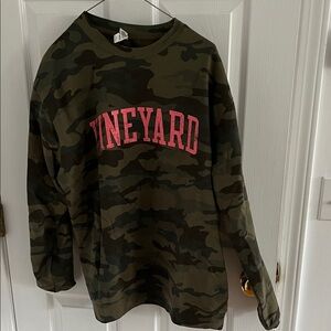 Camouflage Long Sleeve Shirt with Pink Lettering